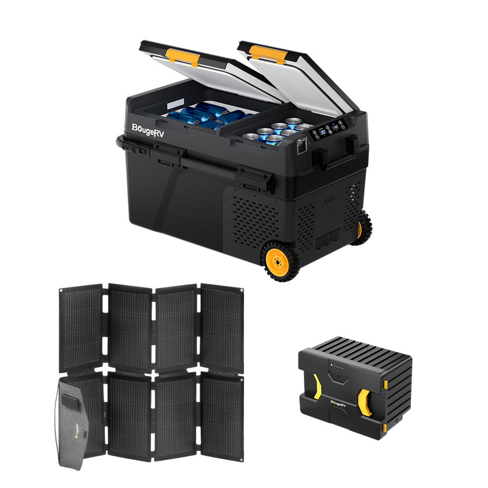 BougeRV CRD2 Dual Zone Solar Battery Portable Fridge Kit