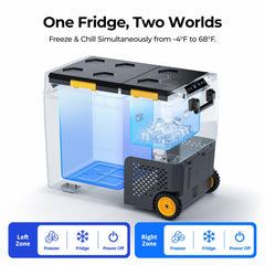 BougeRV New CRD2 V2.0 61QT Dual Zone 12V Portable Fridge with 240Wh Battery