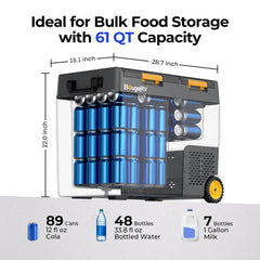 BougeRV New CRD2 V2.0 61QT Dual Zone 12V Portable Fridge with 240Wh Battery