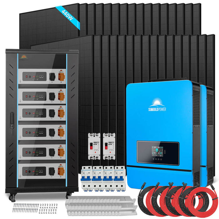 OFF GRID SOLAR KIT 20KW 48VDC 120V/240V LIFEPO4 30.72KWH LITHIUM BATTERY 32 X 450 WATTS SOLAR PANELS SGR-20K30E - OFF GRID SOLAR KIT 20KW 48VDC 120V/240V LIFEPO4 30.72KWH LITHIUM BATTERY 32 X 450 WATTS SOLAR PANELS SGR-20K30T (SGR-20K30T)